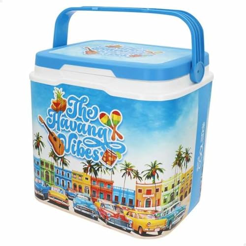 AKTIVE Starrer Strandkühlschrank, 24 l, Design Summer Trends, robuster Kunststoff, obere Polyurethan-Isolierung, hält bis zu 15 Stunden kalt, Deckel mit sicherem Verschluss, leicht und kompakt (62395) von AKTIVE
