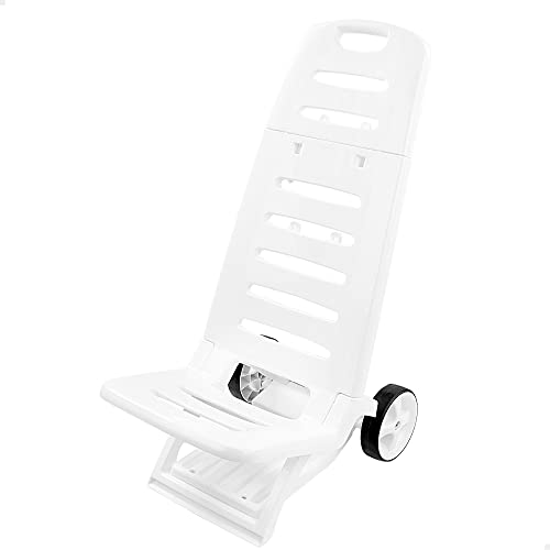 AKTIVE 62655 Strandstuhl aus weißem Kunststoff mit Rädern, leicht, faltbar, leicht zu transportieren, Maße 40,6 x 42 x 101 cm von AKTIVE