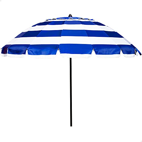 Aktiv 62247 | Winddichter Strandschirm mit UV50-Schutz | Strandschirm Ø240 mit verstellbarer Höhe und kippbarem Mast | Ultra windabweisend | Inklusive Tasche für einfachen Transport von AKTIVE
