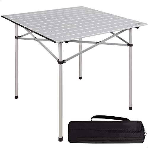 Leichter Klapptisch, Aluminium-Campingtisch, laminierte Tischplatte, 70x70x70 cm, mit Tragetasche, rutschfeste Füße, für 4 Personen, Aktive Camping von AKTIVE