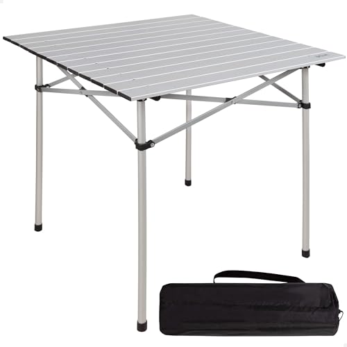 Leichter Klapptisch, Aluminium-Campingtisch, laminierte Tischplatte, 70x70x70 cm, mit Tragetasche, rutschfeste Füße, für 4 Personen, Aktive Camping von AKTIVE