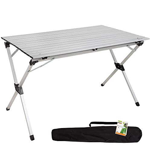 Leichter Klapptisch, Aluminium-Campingtisch, laminierte Tischplatte, 110 x 70 x 70 cm, mit Tragetasche, Anti-Rutsch-Füße, für 6 Personen, Aktive Camping von AKTIVE