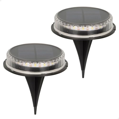 Aktive 61559 - 2er-Pack Solar-Bodenleuchten für den Außenbereich, Dauerlicht für 6 bis 8 Stunden, 20 Lumen, 17 LEDs, wasserdicht, Solar-Straßenlaternen, LED-Solarleuchten für den Außenbereich von AKTIVE