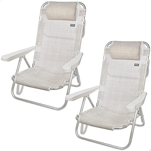 Aktive 62254 - 2er-Pack Multipositions-Klappstühle für Strand, Garten, Terrasse oder Camping, 5 verschiedene Positionen | Höhe 21 cm, Maße 48x46x84 cm | Verstärkt, inkl. Tragegriff Aktive 62254 - 2er-Pack Multipositions-Klappstühle für Strand, Garten, Terrasse oder Camping, 5 verschiedene Positionen | Höhe 21 cm, Maße 48x46x84 cm | Verstärkt, inkl. Tragegriff von AKTIVE