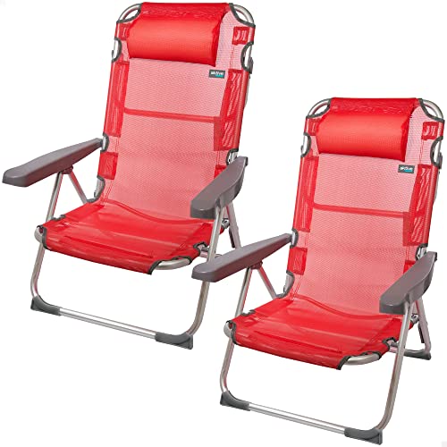 Aktive 62265 - 2er-Pack hohe Klappstühle mit Auflage für Strand, Garten, Terrasse oder Camping | Maße 48x60x90cm | Robuste, ergonomische Armlehnen, inklusive Tragegriff5 von AKTIVE