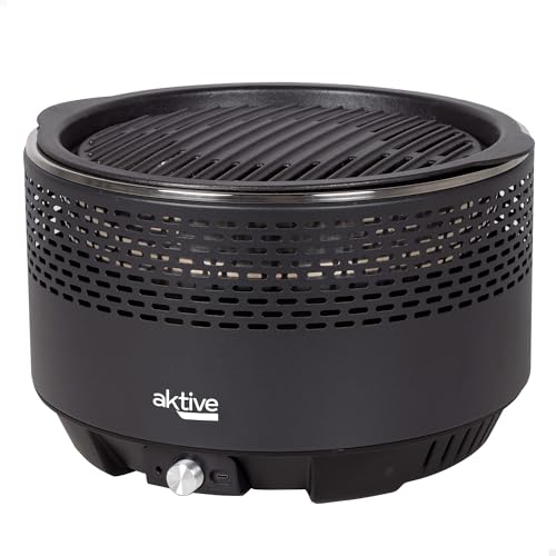 Aktive 63002 - Tragbarer Holzkohlegrill, wiederaufladbar, batteriebetrieben, rauchfrei, schwarz, Tropfschutz, Maße Ø34x22cm, inkl. Tragetasche, Backen im Inneren, Grill Aktive 63002 - Tragbarer Holzkohlegrill, wiederaufladbar, batteriebetrieben, rauchfrei, schwarz, Tropfschutz, Maße Ø34x22cm, inkl. Tragetasche, Backen im Inneren, Grill von AKTIVE