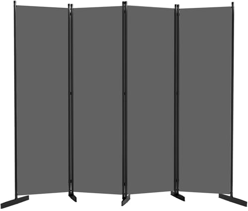 AKTOP Raumteiler, 4 Paneele, 203,2 cm breit, tragbarer Wandteiler für Raumtrennung, freistehende Trennwand, Raumteiler, zusammenklappbare Raumtrenner, Sichtschutz für Zuhause, Büro, Schlafzimmer, Grau von AKTOP