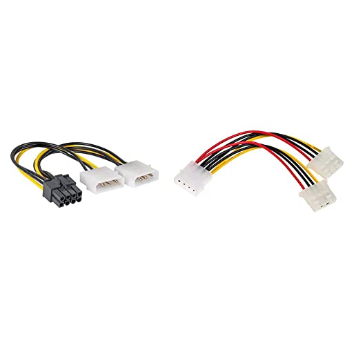 AKYGA AK-CA-29 2X Molex Stecker auf PCI-E 8 pin Buchse Adapter Kabel 15cm & AK-CA-15 Molex Stecker auf 2X Molex Buchse Adapter Kabel 15cm von AKYGA