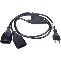 Akyga Strom Anschlusskabel [1x Euro-Kupplung - 2x Euro-Stecker] 1.20 m Schwarz von AKYGA