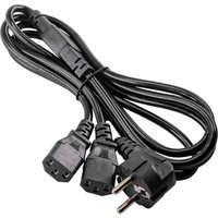 Akyga - Strom Anschlusskabel [1x Schutzkontakt-Stecker - 2x Kaltgeräte-Buchse C13] 1.80 m Schwarz von AKYGA