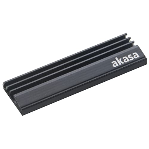 Akasa M.2 SSD Kühlkörper, Aluminium Kühlkörper Kühlrippen, Mit Thermoklebeband, Passend für M.2 2280 SSD & PS Pro, Scharwz,71 x 22 x 6.4mm, A-M2HS01-BK von Akasa