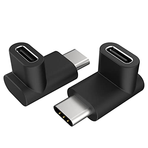 Akasa Rechtwinkliger USB-Typ-C-Stecker auf Buchse, USB 3.2 Gen 2, 10 Gbit/s Datenübertragung, unterstützt Schnellladung, für Laptop, PC und USB-C-Geräte, Schwarz, 2 Stück, AK-CBUB63-KT02 von Akasa