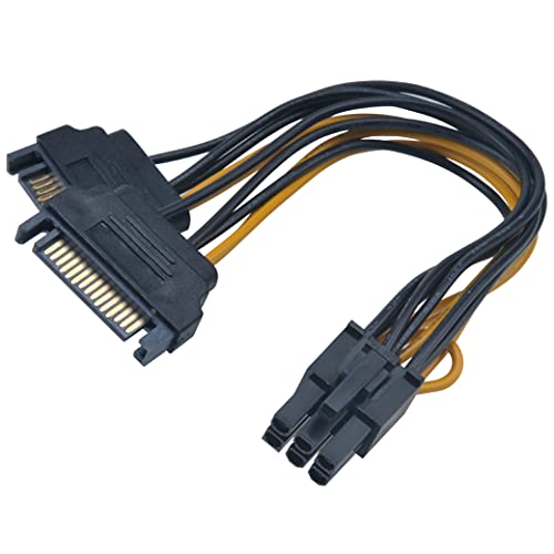 Akasa SATA-Stromversorgung auf 6-Pin-PCIe-Adapterkabel | Wandelt 2 x 15-Pin-SATA-Strom in 6-Pin-PCIe um | Bietet Netzteil-Unterstützung für Grafikkarte | 15cm, AK-CBPW13-15, Schwarz von Akasa