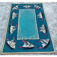Vintage Aubusson Teppich Handgeknüpfter Kelimteppich Orientteppich von AKattraction
