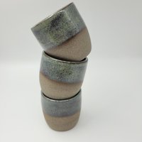 Keramikbecher Handgemacht - Steinzeug 250Ml, Set Wählbar, Unikat Mit Changierender Glasur von AKreativschmiede