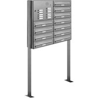 Al Briefkastensysteme - 11er V2A Edelstahl Briefkasten Standanlage Freistehend mit Klingel von AL BRIEFKASTENSYSTEME