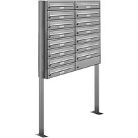 15er Edelstahl Stand Briefkasten Anlage Freistehend - Edelstahl und Aluminiumgrau ral 9007 von AL BRIEFKASTENSYSTEME