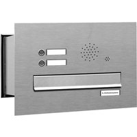 1er V2A Edelstahl Briefkastenanlage Mauerdurchwurf 2 Klingel - Edelstahl / Korpus Aluminiumgrau von AL BRIEFKASTENSYSTEME