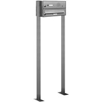 Al Briefkastensysteme - 1er V2A Edelstahl Standbriefkasten Anlage Freistehend Klingel und Sprechgitter von AL BRIEFKASTENSYSTEME