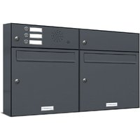 2er Briefkasten Anlage Aufputz - Wandmontage RAL 7016 Anthrazit 3 Klingel von AL BRIEFKASTENSYSTEME