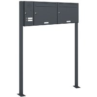 2er Briefkasten Standanlage Freistehend RAL 7016 Anthrazit Klingel von AL BRIEFKASTENSYSTEME