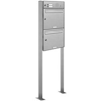 2er Edelstahl Briefkasten Standanlage Freistehend mit Klingel von AL BRIEFKASTENSYSTEME