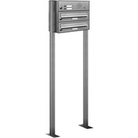 Al Briefkastensysteme - 2er Edelstahl Briefkasten Standanlage Freistehend mit Klingel von AL BRIEFKASTENSYSTEME