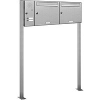2er Edelstahl Briefkasten Standanlage Freistehend mit Klingel von AL BRIEFKASTENSYSTEME
