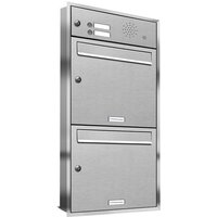 Al Briefkastensysteme - 2er Edelstahl Briefkastenanlage für Unterputz Montage Klingel von AL BRIEFKASTENSYSTEME