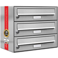 3er Edelstahl Briefkasten Anlage 3 Fach Wandbriefkasten Postkasten von AL BRIEFKASTENSYSTEME
