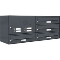 4er Briefkasten Anlage Aufputz - Wandmontage RAL 7016 Anthrazit Klingel von AL BRIEFKASTENSYSTEME