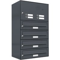 4er Briefkasten Anlage Aufputz - Wandmontage ral 7016 Anthrazit Klingel von AL BRIEFKASTENSYSTEME
