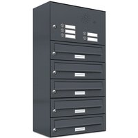 5er Briefkasten Anlage Aufputz - Wandmontage RAL 7016 Anthrazit Klingel von AL BRIEFKASTENSYSTEME