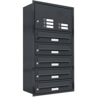 Al Briefkastensysteme - 5er Briefkasten Anlage Unterputz Montage ral 7016 Anthrazit Klingel von AL BRIEFKASTENSYSTEME