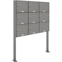 Al Briefkastensysteme - 9er Premium Standbriefkasten ral 9007 freistehend Postkasten Ständer 3x3 s von AL BRIEFKASTENSYSTEME