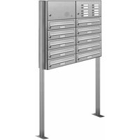 AL BRIEFKASTENSYSTEME Briefkasten, Parteien: 10, Freistehend, BxHxT: 84,6 x 170 x 27,5 cm - silberfarben von AL BRIEFKASTENSYSTEME