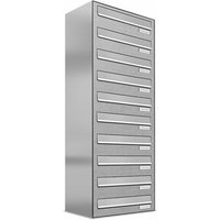 AL BRIEFKASTENSYSTEME Briefkasten, Parteien: 10, Zaundurchwurf, BxHxT: 153,185 x 115,0 x 27,5 cm - silberfarben AL BRIEFKASTENSYSTEME Briefkasten, Parteien: 10, Zaundurchwurf, BxHxT: 153,185 x 115,0 x 27,5 cm - silberfarben von AL BRIEFKASTENSYSTEME