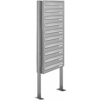 AL BRIEFKASTENSYSTEME Briefkasten, Parteien: 10, Zaundurchwurf, BxHxT: 153,525 x 170,0 x 27,5 cm - silberfarben von AL BRIEFKASTENSYSTEME
