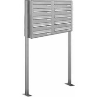 AL BRIEFKASTENSYSTEME Briefkasten, Parteien: 10, Zaundurchwurf, BxHxT: 84,8 x 150 x 27,5 cm - silberfarben von AL BRIEFKASTENSYSTEME