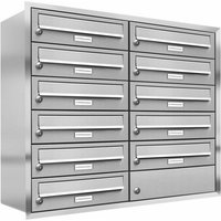 AL BRIEFKASTENSYSTEME Briefkasten, Parteien: 11, Unterputzmontage, BxHxT: 153,598 x 73,0 x 27,5 cm - silberfarben von AL BRIEFKASTENSYSTEME