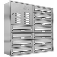 AL BRIEFKASTENSYSTEME Briefkasten, Parteien: 11, Unterputzmontage, BxHxT: 80,6 x 84,5 x 27,5 cm - silberfarben von AL BRIEFKASTENSYSTEME