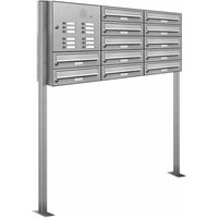 AL BRIEFKASTENSYSTEME Briefkasten, Parteien: 12, Freistehend, BxHxT: 153,215 x 150,0 x 27,5 cm - silberfarben von AL BRIEFKASTENSYSTEME