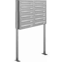 AL BRIEFKASTENSYSTEME Briefkasten, Parteien: 12, Zaundurchwurf, BxHxT: 84,8 x 150 x 27,5 cm - silberfarben von AL BRIEFKASTENSYSTEME
