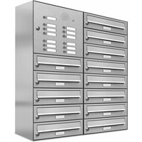 AL BRIEFKASTENSYSTEME Briefkasten, Parteien: 13, Aufputzmontage, BxHxT: 76,6 x 92 x 27,5 cm - silberfarben von AL BRIEFKASTENSYSTEME