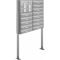 AL BRIEFKASTENSYSTEME Briefkasten, Parteien: 13, Freistehend, BxHxT: 84,6 x 170 x 27,5 cm - silberfarben von AL BRIEFKASTENSYSTEME
