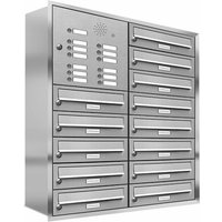 AL BRIEFKASTENSYSTEME Briefkasten, Parteien: 13, Unterputzmontage, BxHxT: 80,6 x 96 x 27,5 cm - silberfarben von AL BRIEFKASTENSYSTEME