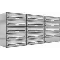 AL BRIEFKASTENSYSTEME Briefkasten, Parteien: 14, Aufputzmontage, BxHxT: 153,414 x 57,5 x 27,5 cm - silberfarben von AL BRIEFKASTENSYSTEME