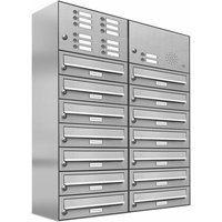 AL BRIEFKASTENSYSTEME Briefkasten, Parteien: 14, Aufputzmontage, BxHxT: 76,6 x 103,5 x 27,5 cm - silberfarben von AL BRIEFKASTENSYSTEME