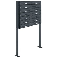 AL BRIEFKASTENSYSTEME Briefkasten, Parteien: 14, Freistehend, BxHxT: 84,6 x 150 x 27,5 cm - grau von AL BRIEFKASTENSYSTEME