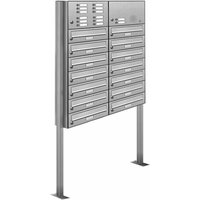 AL BRIEFKASTENSYSTEME Briefkasten, Parteien: 14, Freistehend, BxHxT: 84,6 x 170 x 27,5 cm - silberfarben von AL BRIEFKASTENSYSTEME